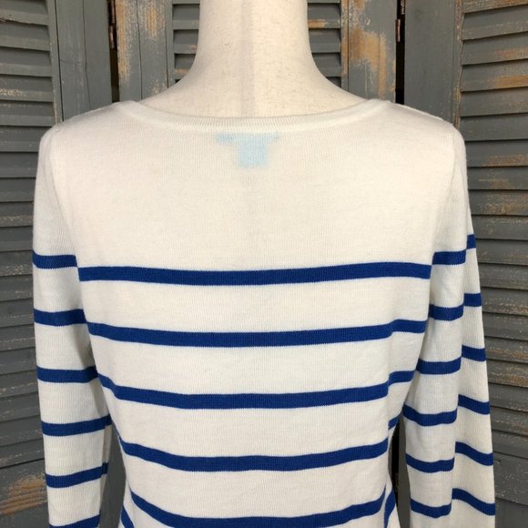 J. McLaughlin Striped Button Cuff Italian Merino Wool Sweater Sz M - Picture 11 of 11